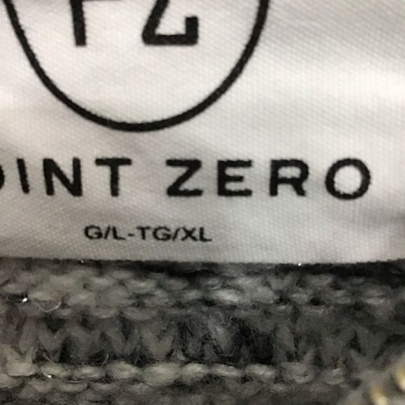 POINT Zero knit shrug poncho hoodie cardigan oversized grey white Large - Picture 7 of 14